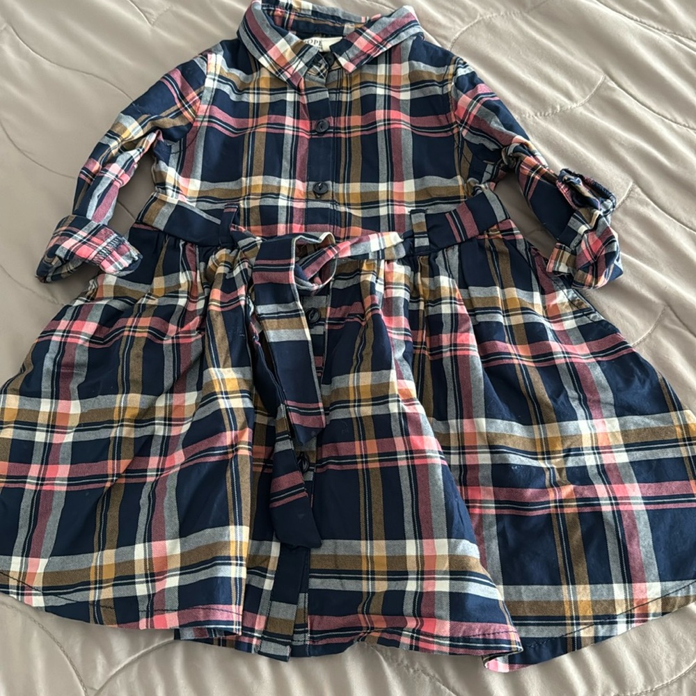 Hope and Henry’s Girl’s Tie Waist Shirtdress